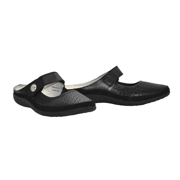 Spring Step Shoes - A6 NEW SPRING STEP Tirrana Lazer Cut Black Leather Hook & Loop Strap Shoes Sz 41
